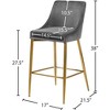 Meridian Furniture,Karina Grey Velvet Stool, Set of 2 - 4 of 4