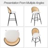 Bekrvio 29" Mid Century Modern Swivel Bar Stools Set of 2/3/4— w/Rattan Back, Boucle Upholstered & Metal Legs, Bar Chairs for Kitchen Counter - 4 of 4
