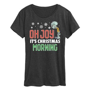 Women's - SpongeBob SquarePants - Oh Joy It's Christmas Morning Short Sleeve Graphic T-Shirt - 1 of 4