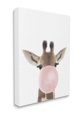 Stupell Industries Baby Giraffe with Pink Bubble Gum Safari Animal