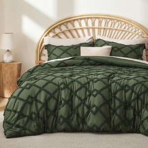 2-3 Pcs Boho Tufted Comforter Sets Multiple Colors & Patterns Farmhouse Shabby Chic Style - 1 of 4