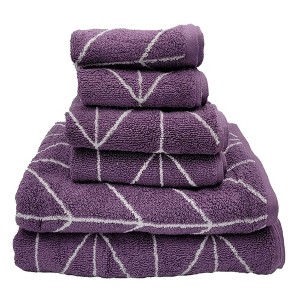 Knightsbridge Luxurious 6 Pieces Yarn Dyed Jacquard All Season Towel Set Grape - 1 of 3