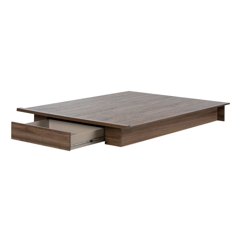 Full/Queen Lensky Platform Bed with Drawer Natural Walnut - South Shore, 1 of 12
