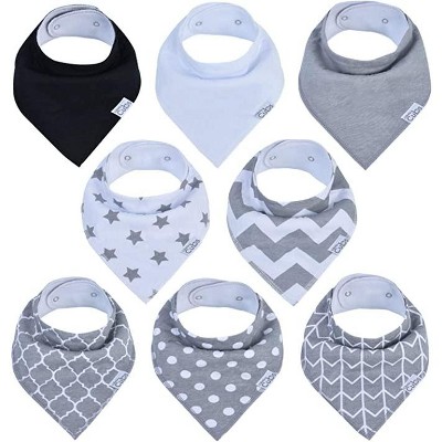 Baby Bandana Bibs, 100% Organic Cotton, 8 Pack Unisex  by Comfy Cubs