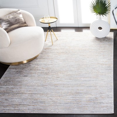 Gray and Gold Abstract Hand-knotted Synthetic Rug, 5'5" x 7'7"