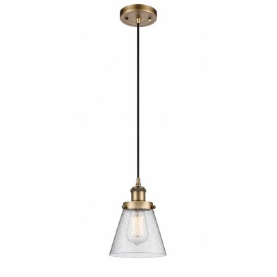Cone - 1 Light Cord Hung Mini Pendant In Industrial Style-9 Inches Tall and 6 Inches Wide
