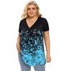 Plus Size Women's V Neck Short Sleeve T Shirt with Ruffle Detail Stretchy Soft Printed Blouse Casual Comfortable Tops XL to 5XL - 3 of 4
