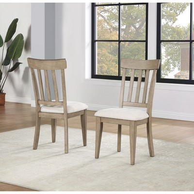 Asian Hardwoods Side Chair with Upholstered Seat, Schoolhouse Design and Tapered Legs (Set of 2)