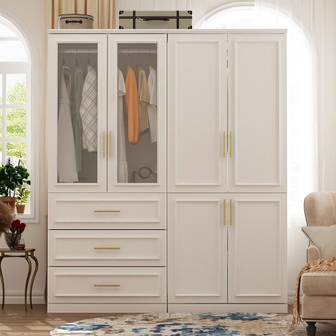 Famapy White Freestanding Modular Wardrobe Combo Armoires Closet : Target