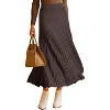 Women's Wool Blend A-Line Long Skirt with Wide Elastic Waistband & Flow Pleats Coffee - 2 of 4