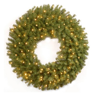 National Tree Company Pre-Lit Artificial Christmas Wreath, Green, Norwood Fir, White Lights, Christmas Collection, 36 Inches