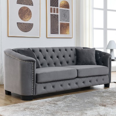 NicBex 59/77 Inch Loveseat,Modern Chesterfield Velvet Loveseat Sofa with Tufted Backrests,Upholstered Couch for Living Room,Bedroom,Lounge