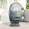 Outsunny Outdoor Wicker Egg Chair with Cushion, Lounge Chair Rattan 360 Degree Round Basket Chair for Backyard Garden Lawn Indoor Living Room - 3 of 4