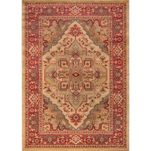 3'11"x5'7" Medallion Accent Rug Beige - Momeni: Indoor Flat Pile, Machine Made, Polypropylene, Rectangle - 1 of 4