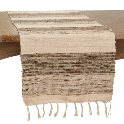 Saro Lifestyle Striped Runner, Grey, 16" x 72"