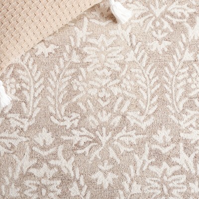 Ivory and Beige Hand-Tufted Wool Rectangular Area Rug 6' x 9'