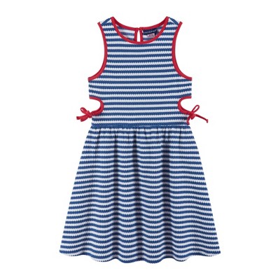 Andy & Evan  Kids  Navy Striped Textured Rib Knit Dress