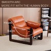 Vintage Oil Wax Leather Lounge Chair with Removable Armrests, Retro Modern Sofa Chair for Living Room Office-3irtyhousy - 2 of 4