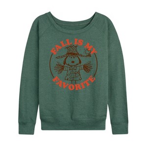 Women's - Peanuts - Fall Is My Favorite Lightweight French Terry Wide Neck Long Sleeve Shirt - 1 of 4