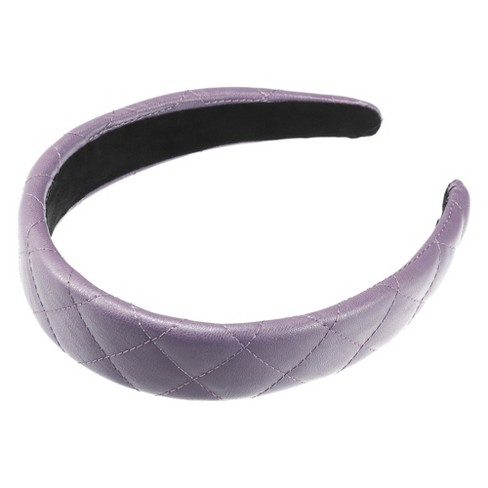 Unique Bargains Women's Checkered Pattern Padded Headband Hairband  Accessories Faux Leather 1.2 Inch Wide 1 Pc Purple