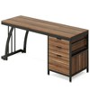 Resenkos Computer Desk, Office Desk, Study Desk,Industrial Computer Desk, 59" Study Desk with Reversible Drawer Cabinet,Walnut Brown - 4 of 4