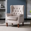 Upholstered Wingback Accent Chair with Rolled Armrest,Beige - 2 of 4