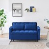 3-in-1 Velvet Convertible Sofa Bed with Adjustable Backrest, Pull Out Sleeper Loveseat with Side Pockets - ModernLuxe - 3 of 4