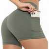 Anna-Kaci Active Women's V-Cross Front Wide Band Stretchy Side Pocket Detail Biker Shorts - 2 of 4