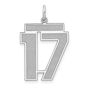 Black Bow Jewelry Sterling Silver, Jersey Collection, Large Number 17 Pendant - 1 of 4