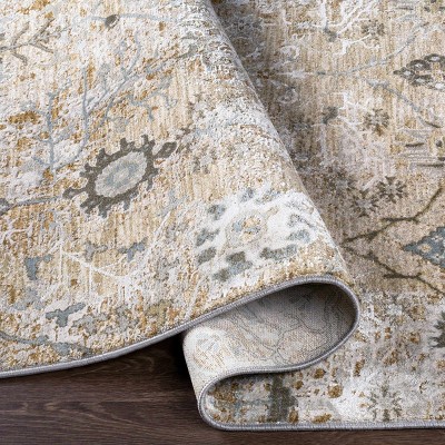 Claydon Taupe and Beige Synthetic Runner Rug 2'7" x 7'3"
