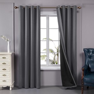 Deconovo 100 Percent Blackout Double Layers Lined Curtain (2 Panel) - 1 of 4
