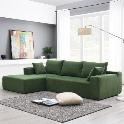Dorsey 109"*68" Minimalist Chenille L-Shaped Reversible Chaise Lounge with 2 Pillows Hardwood Frame Convertible Sectional Sofas-Maison Boucle