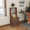 Tall Nightstand with Charging Station & Night Light, Voice Control, Wooden Large Bedside Tables with Storage Cabinet and Bookshelf - 2 of 4