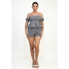 Slickblue Smock Gingham Top & Mini Short Set, Off-Shoulder Fit, Co-ord Outfit, Vacation Wear, Black/Blush, Size S-L - 3 of 4