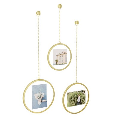 Set of 3 Fotochain Circular Photo Display Matte Brass - Umbra