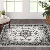 Boho Vintage Washable Area Rug, Gray Medallion Low Pile Non Slip Carpet for Living Room, Bedroom, Kitchen, or Dining Room, Pet Friendly - 4 of 4