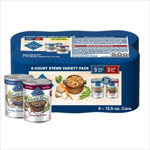 Blue Buffalo Blue's Stew Chicken & Beef In Gravy Wet Dog Food Variety Pack for Adult Dogs, Grain-Free - 12.5oz/6ct - 1 of 4