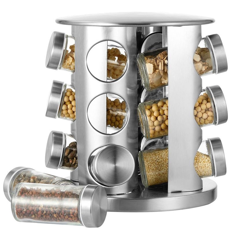 Cheer Collection Stainless Steel Countertop Revolving Spice Jar Organizer, 1 of 8