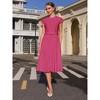 INSPIRE CHIC Women's Mock Neck Cap Sleeve Belted A-Line Midi Pleated Dresses - 2 of 4