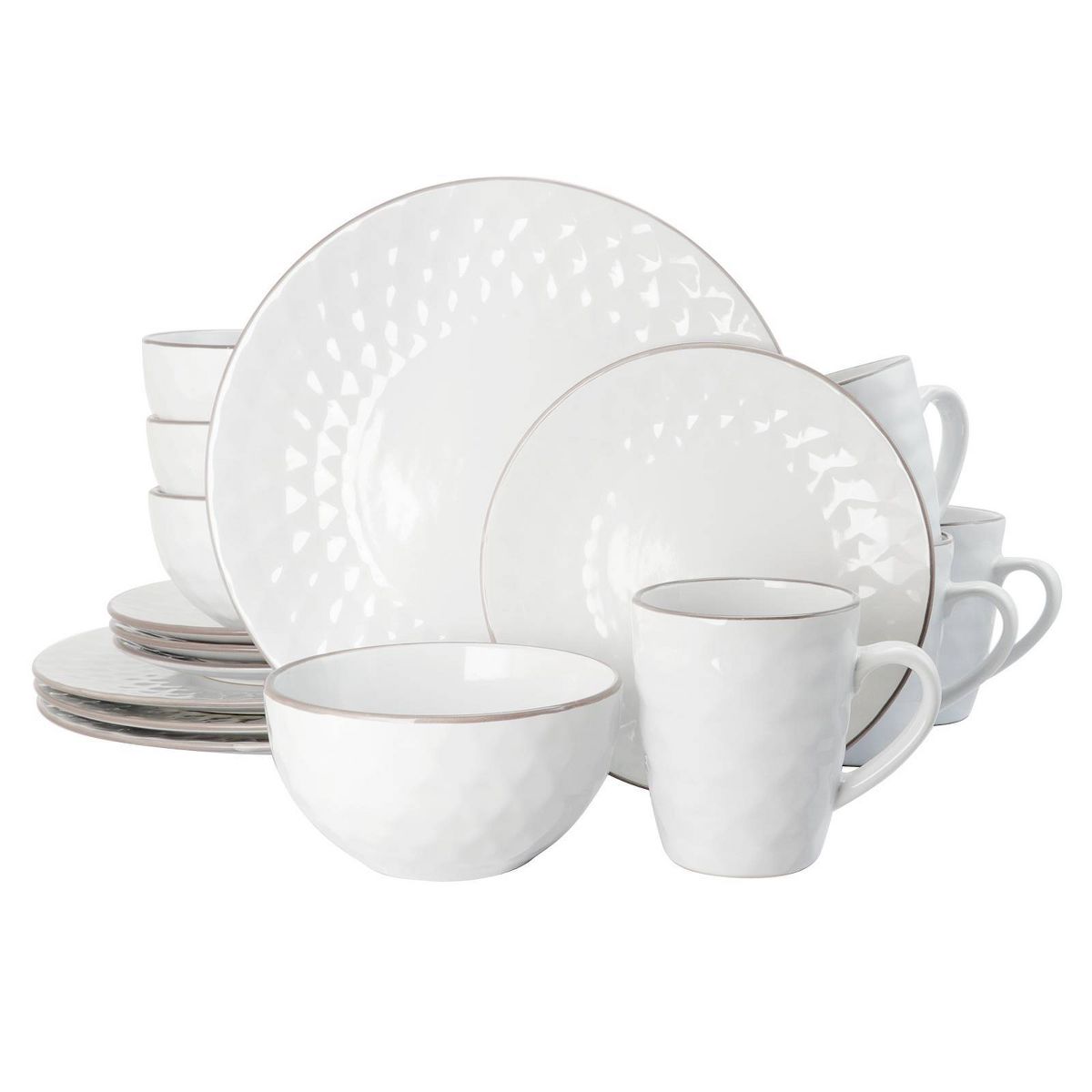 Elama 16-Piece Stoneware Multi-Diamond Dinnerware Set