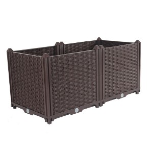 HomeRoots 32" X 16" Dark Brown Heavy Duty Plastic Rectangular Self Watering Planter Box - 1 of 4