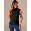 Allegra K Women's Mock Neck Summer Knit Ribbed Sleeveless Blouse - 3 of 4
