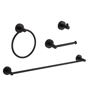 Bathroom Hardware Set Matte Black 4-Pieces Bathroom Towel Rack 24 Inches Adjustable Bathroom Accessories Set - 1 of 4
