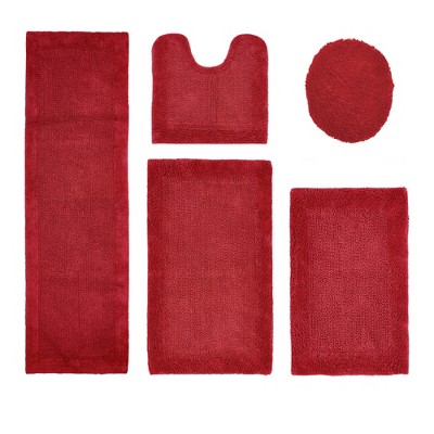 Edge Bath Rug 100% Premium Cotton Ultra-Soft Water Absorbent Tufted Solid Reversible 5 Piece Bathroom Rug Set for Machine Washable Bathmat