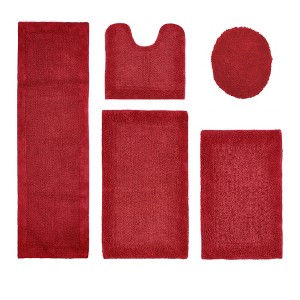 Edge Bath Rug 100% Premium Cotton Ultra-Soft Water Absorbent Tufted Solid Reversible 5 Piece Bathroom Rug Set for Machine Washable Bathmat - 1 of 4