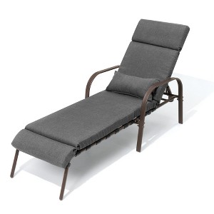 Pellebant Outdoor Recliner Adjustable Chaise Lounge Chair with Cushion & Pillow - 1 of 4