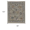 Gray and Brown Wool Oriental Hand Knotted Area Rug With Fringe - 3 of 4