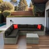YOOCOZZ 5-Piece Outdoor Rattan Sectional Sofa Set with Loveseats, Armless Sofas, and Table, Free Combination - 2 of 4