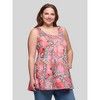 24seven Comfort Apparel Plus Size Casual Pink Paisley Print Scoop Neck Tank Top - 2 of 4