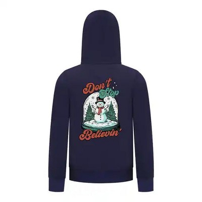 Everyday Kids Christmas Collection Don’t Stop Believin’ Zip Up Hoodie – Holiday Snowman Sweatshirt